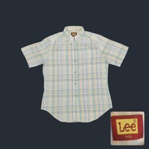 Vintage 80s Lee Pastel Plaid Single Stitch Short Sleeve Button Up Shirt Medium